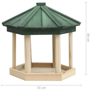 Ośmiokątny karmnik dla ptaków, drewno jodłowe, 33x30 cm