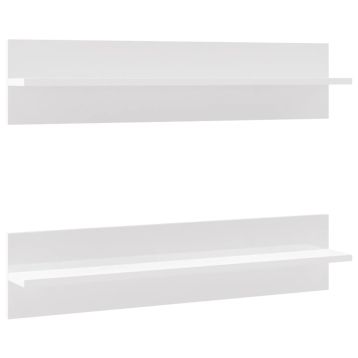 Półki ścienne, 2 szt., wysoki połysk, białe, 80 x 11,5 x 18 cm